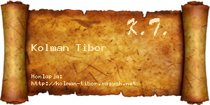 Kolman Tibor névjegykártya
